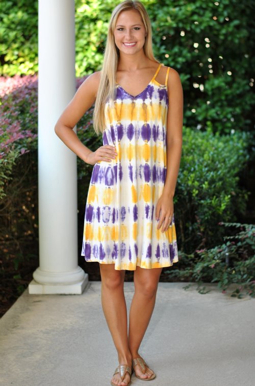 For the Win Gameday Dress- Purple/Gold